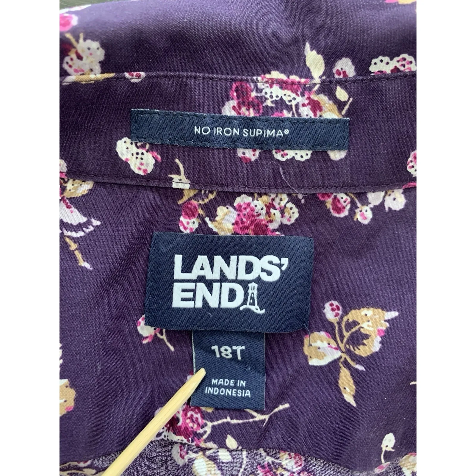 Lands End Shirt Women 18T Floral Non Iron Supima Cotton Button Front Long Sleeve - Image 5