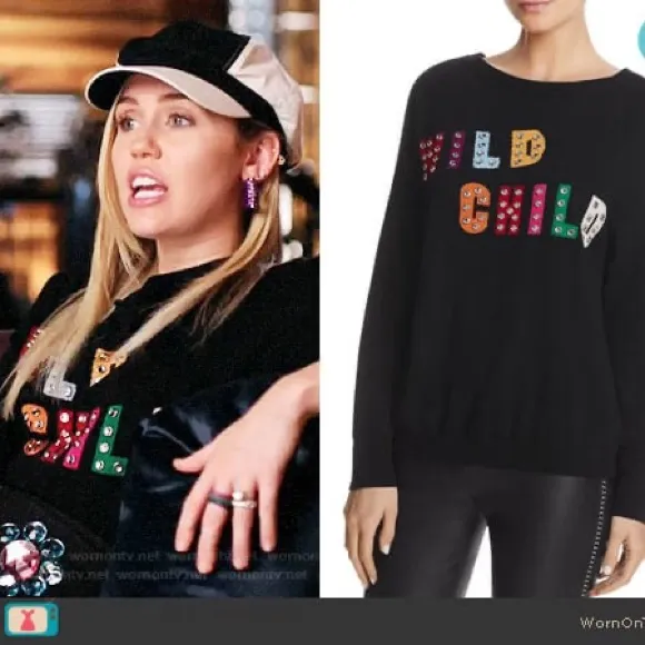 Alice + Olivia Bao Wild Child Black Embellished Wool Sweater ASO Miley Cyrus XS - Image 2