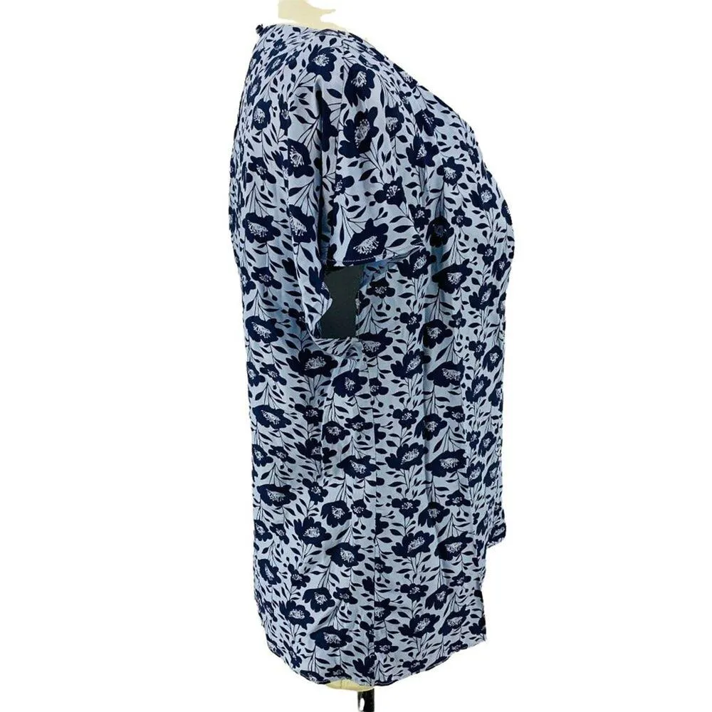 Boden Womens Ravello Silk Blend Flower Navy Blouse 8US Blue Size 8 - Image 4