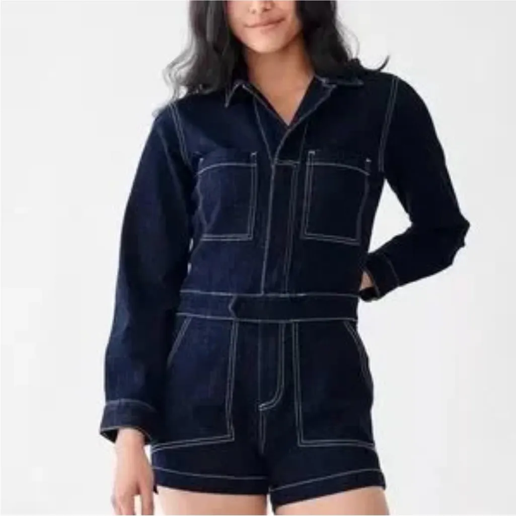 DL1961 Women's Navy Denim Romper - Image 3