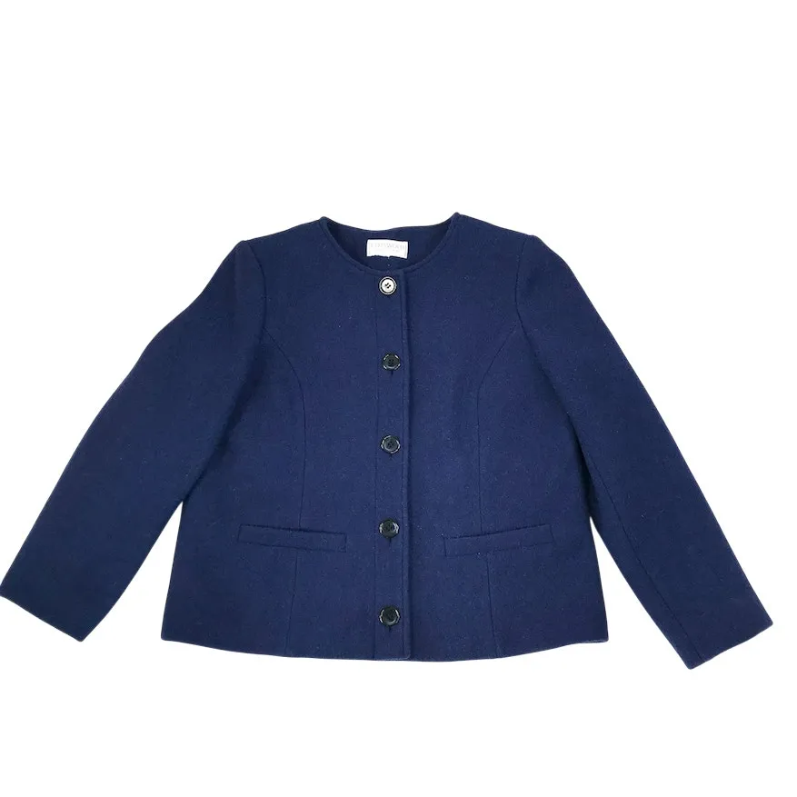 COTSWOLD Collections Boiled 100% Wool Jacket Women L Blue Classic Office Made UK Size L - Image 5