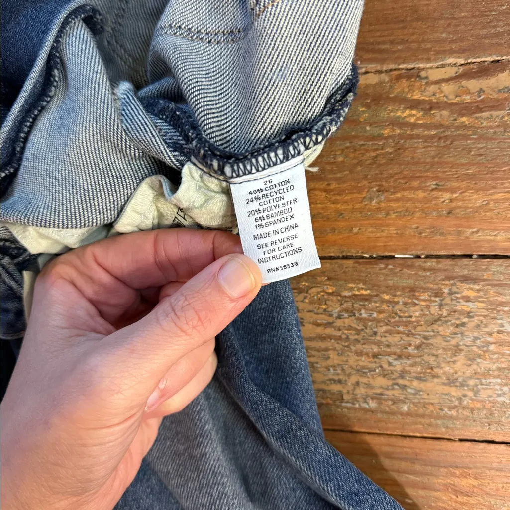 Evereve Ever Straight Jeans w Cuff Button Fly High Rise Stretch Sz 26 💛🍄 - Image 10