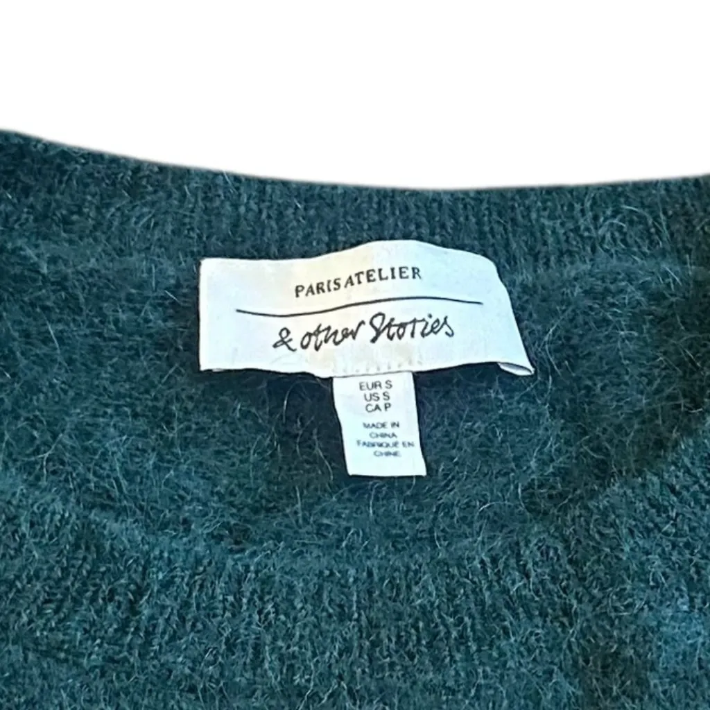 & Other Stories Emerald Green Pullover Sweater Crew Neck Stretch Size Small - Image 12