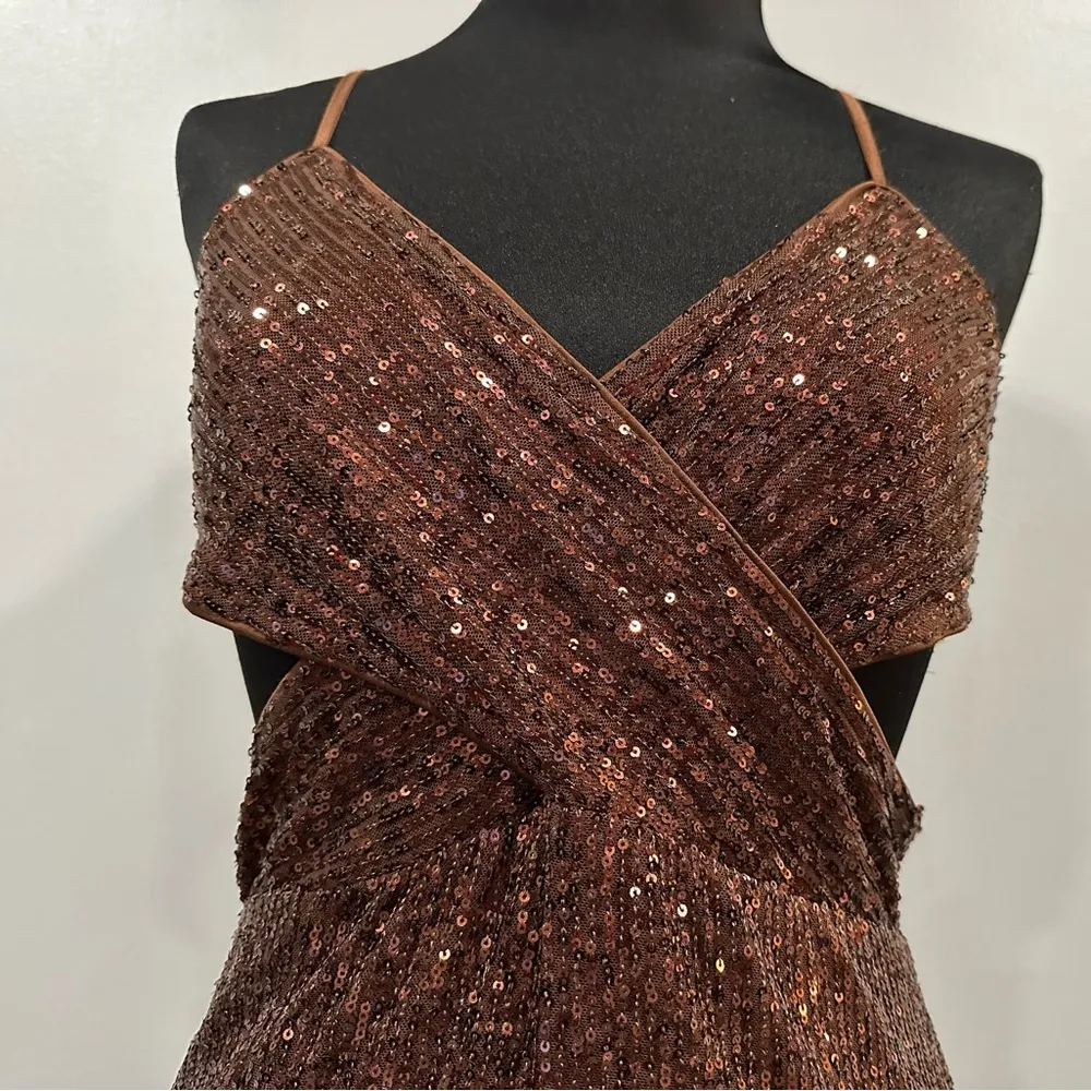 Saylor Harmonie Stretch Sequin Dress in Brown Medium M - Image 2