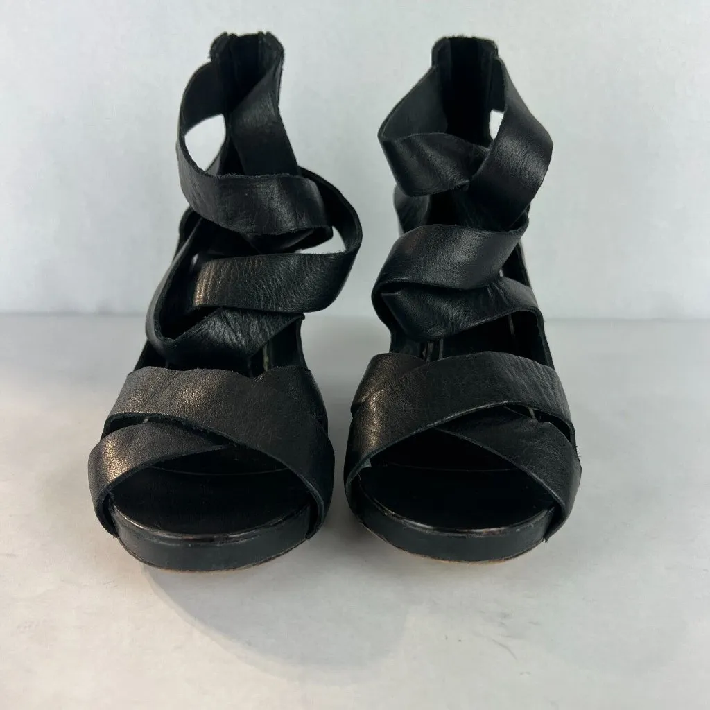 Dolce Vita Heels‎ Sandals Womens 10 Black Leather Open Toe Strappy Criss Cross - Image 5