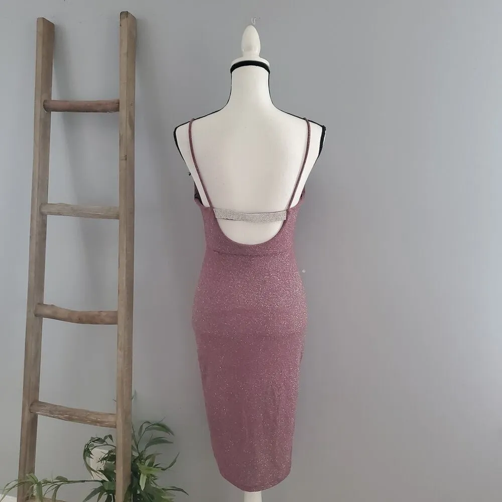 Windsor Pink Gorgeous Vibes Glitter Knit Midi Bodycon Dress Size M - Image 2