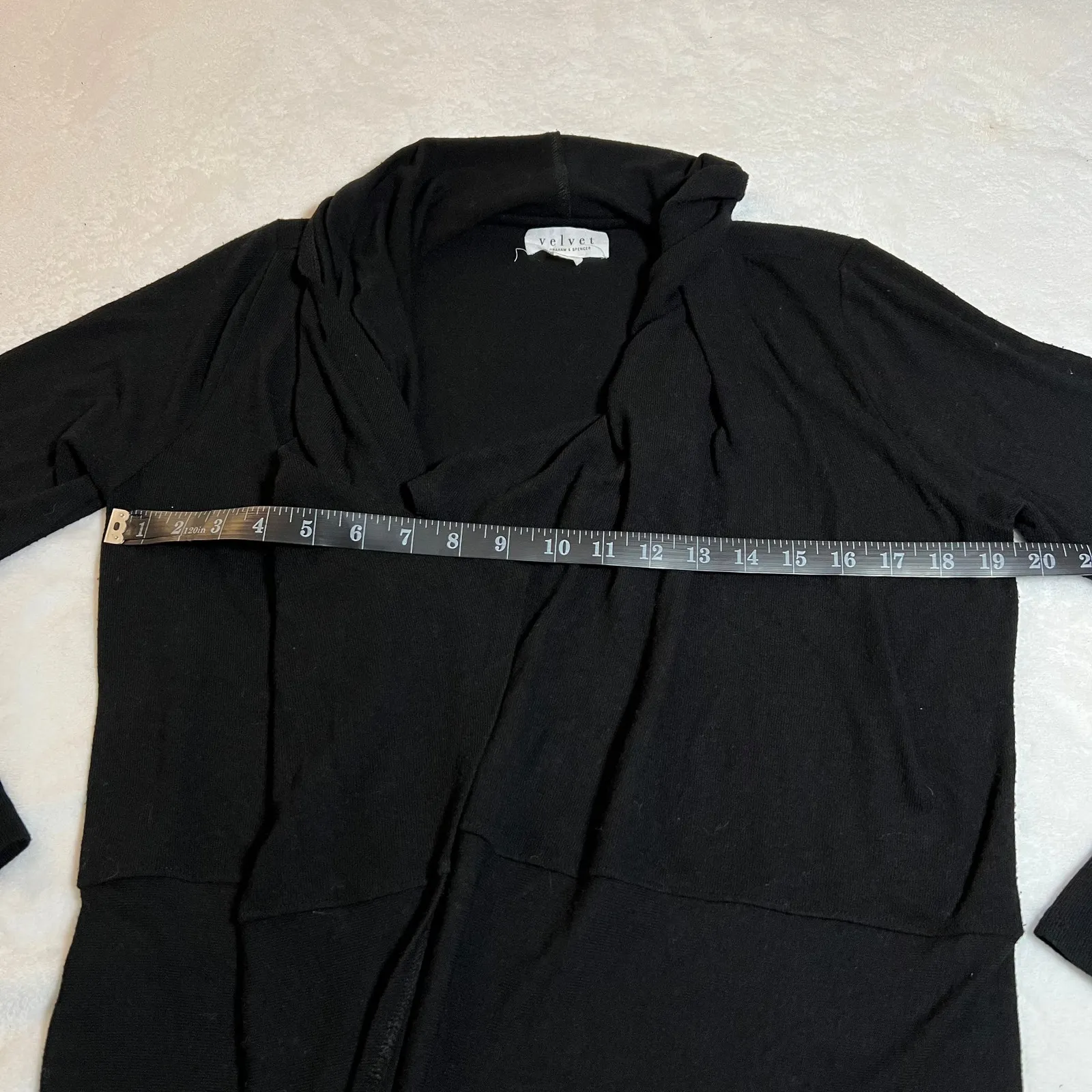 Velvet by Graham & Spencer Open Front Knit Cardigan Size Small Minimalist Casual Black - Image 6