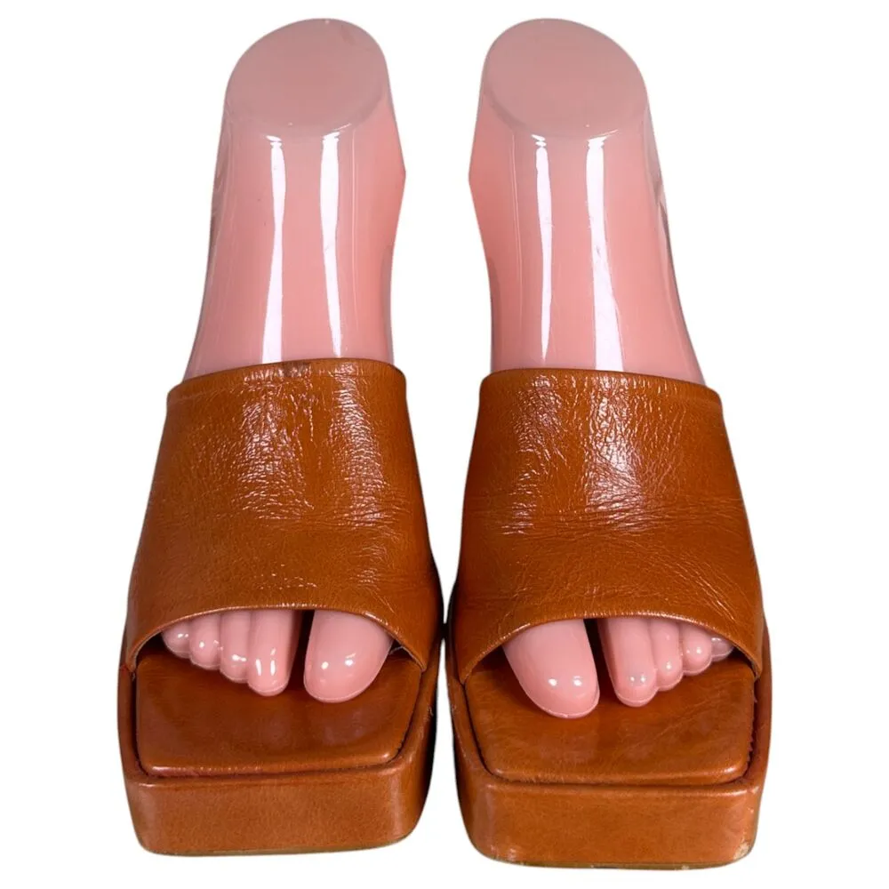 L'intervalle Spain Orange Square Toe Chunky Heel Sandal Heels Size EU 36 US 6 - Image 9