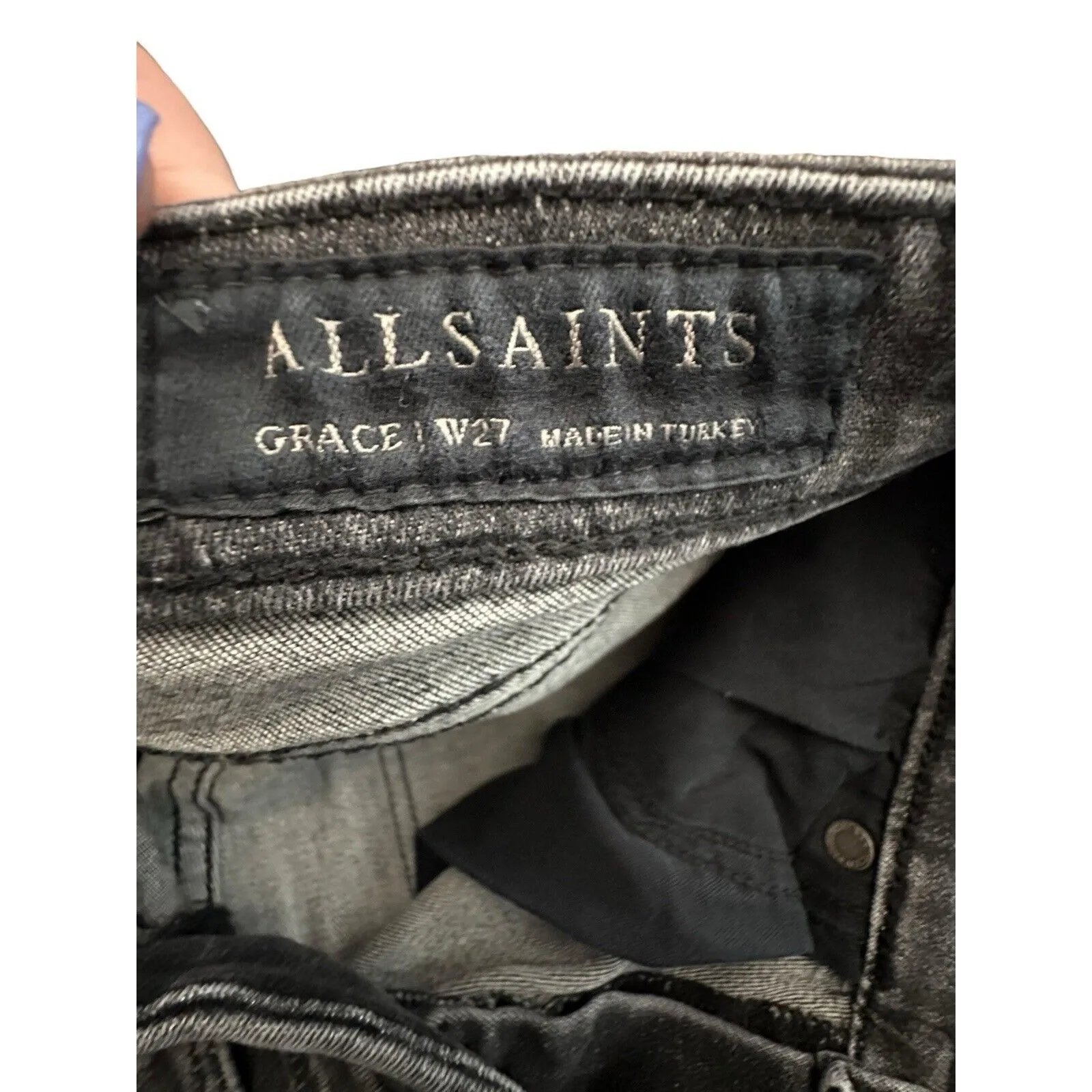 AllSaints Jeans‎ Women’s Size 27 Grace Skinny Stretch Black Wash Denim #N7 - Image 3