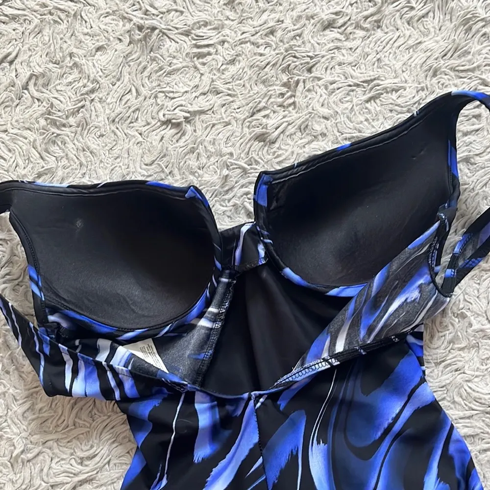 Miraclesuit Swimsuit One Piece Blue Black Swirl 10 - Image 3