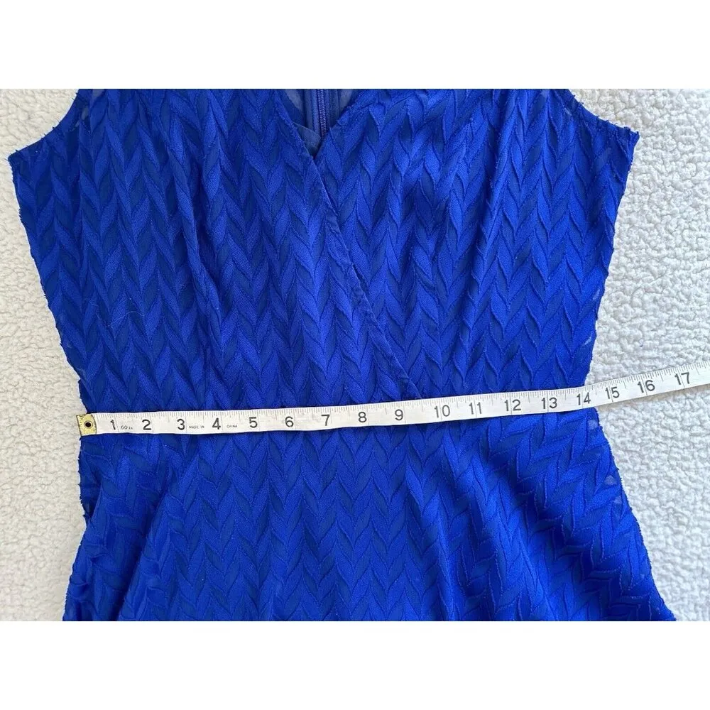 Shoshanna Emmy Dress Surplice V-Neck Sleeveless Cobalt Blue Asymmetrical Hem 4 - Image 9