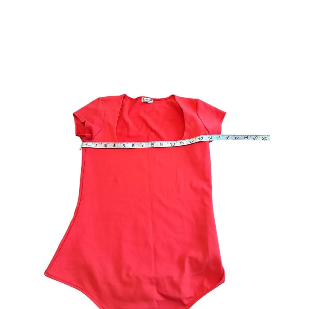 Intimately By Free People Square Coral Red Bodysuit Womens S Short Sleeve - Image 7