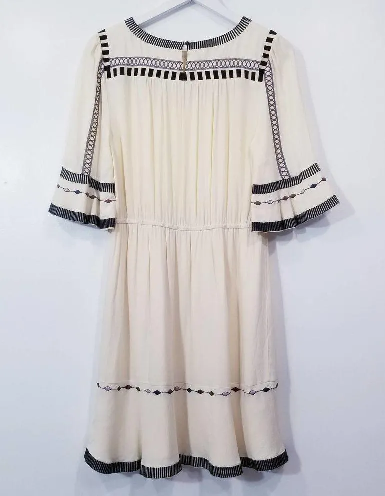 Ba&sh Cream Embroidered Bell Sleeves Lady Dress - Image 4