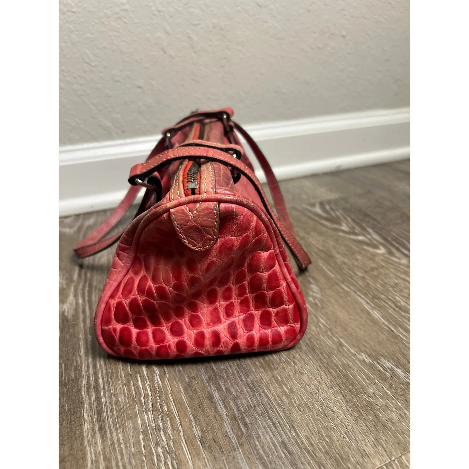 Dooney & Bourke Vintage Baguette Shoulder Bag Pink Alligator - Image 6