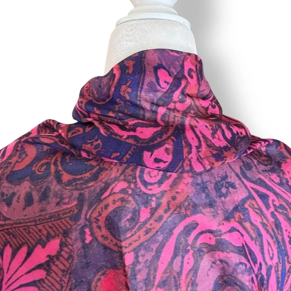 Pink Purple Paisley Semi-Sheer Oversized Scarf Wrap Shawl Summer Swim Coverup - Image 7