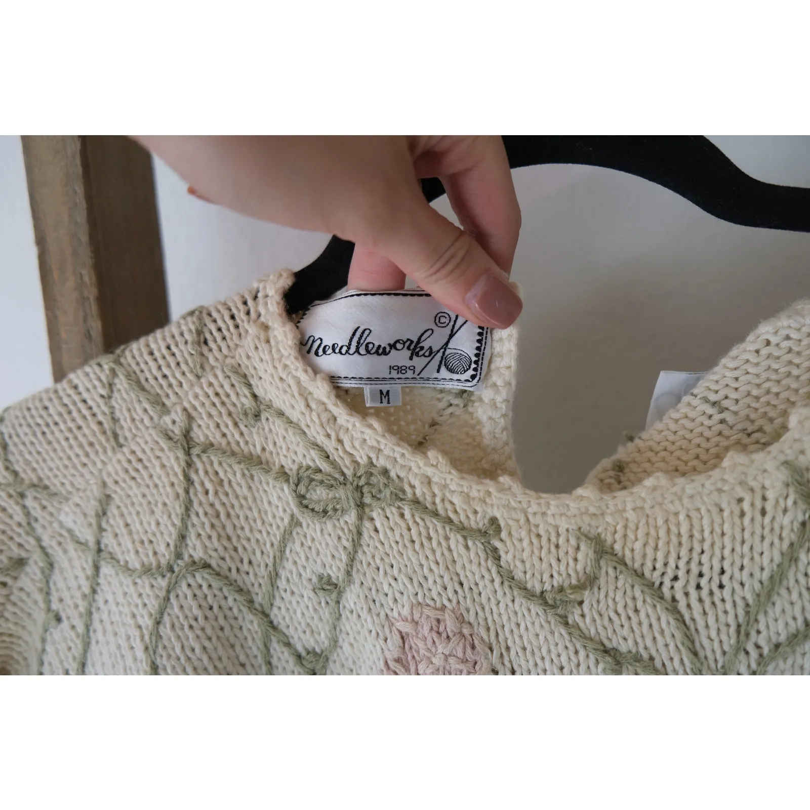 Vintage Needleworks CottageCore Whimsy Knit Floral Embroidered Sweater Women's M Size M - Image 3