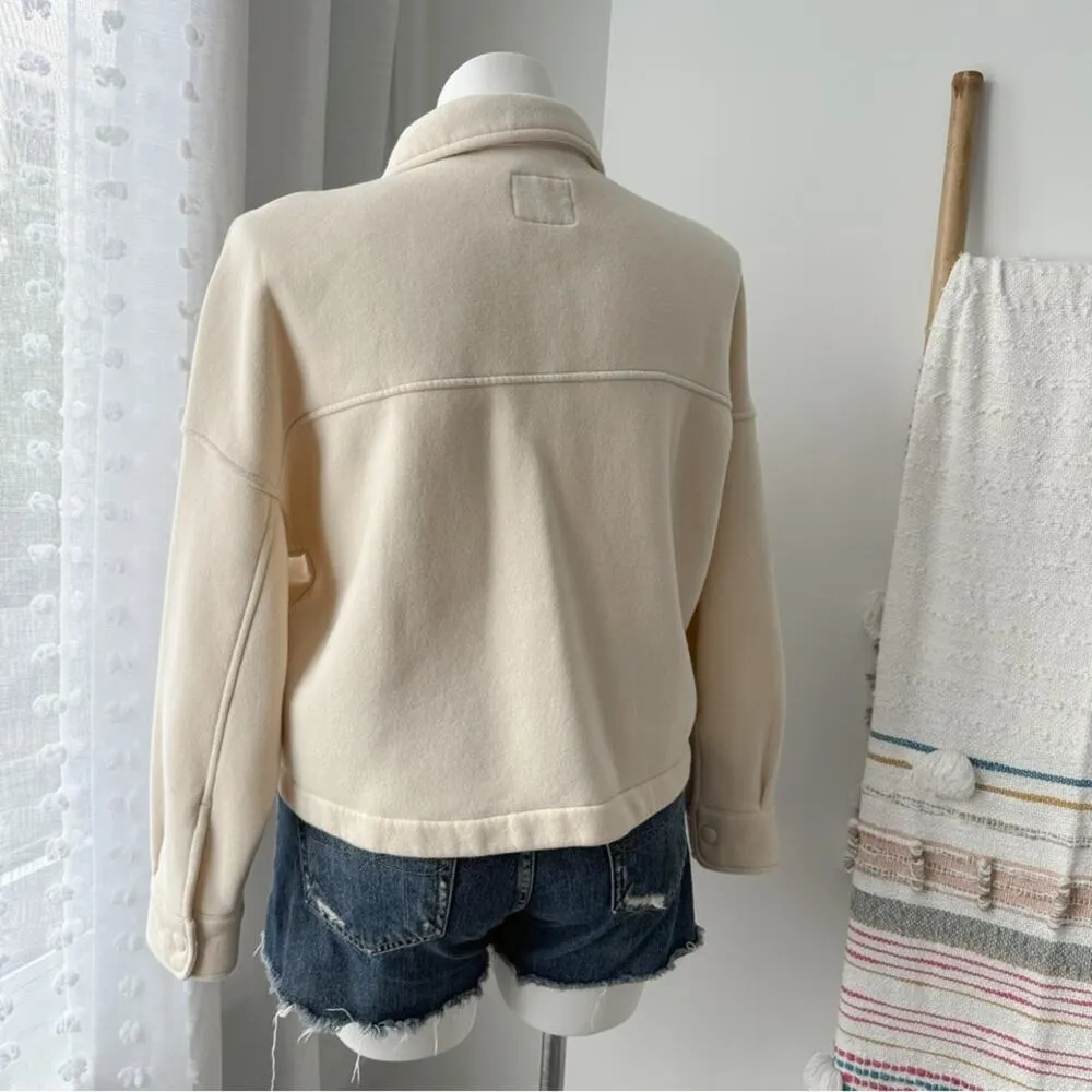 Soft A&F Butter Yellow Fleece Lined Snap Shacket Jacket XL - Image 4