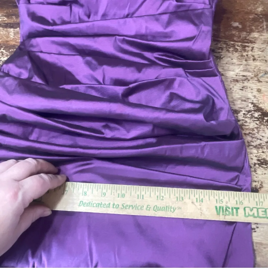 Talbot Runhof‎ Women 6 36 Dress Purple Cap Sleeve Ruched Cocktail Satin Draped - Image 6