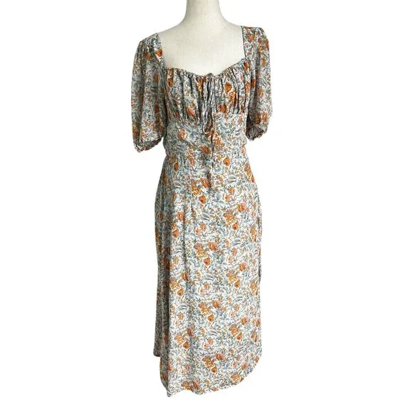 Petal and Pup Blue/Multicolor Floral Lined Side Slit Midi Dress Women 8 | 40 - Image 2