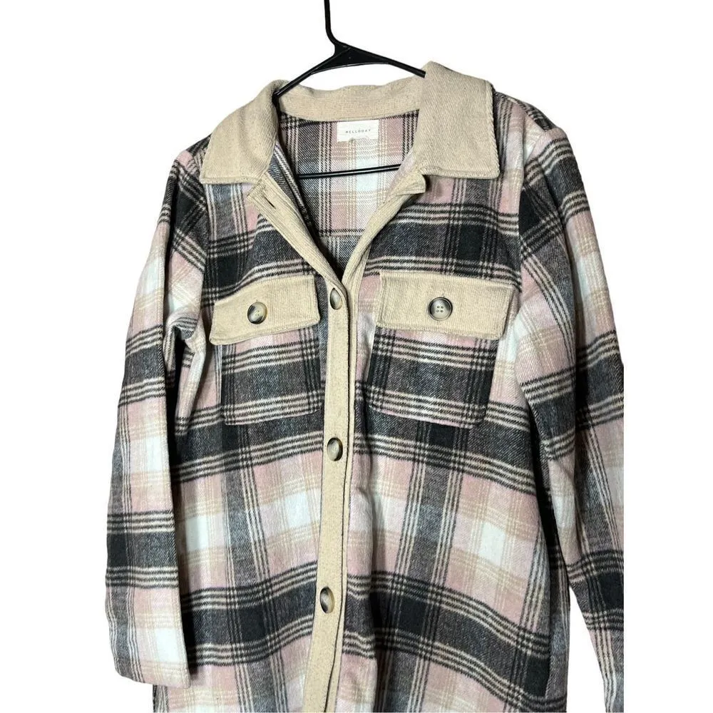 Melloday Longline Oversized Flannel Jacket Shacket‎ - Image 2