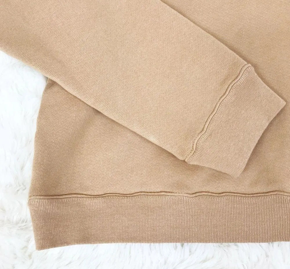 MONROW Tan CroppedâCrewneck Sweatshirt Pullover Half Zip Boxy Casual Size XL New - Image 8