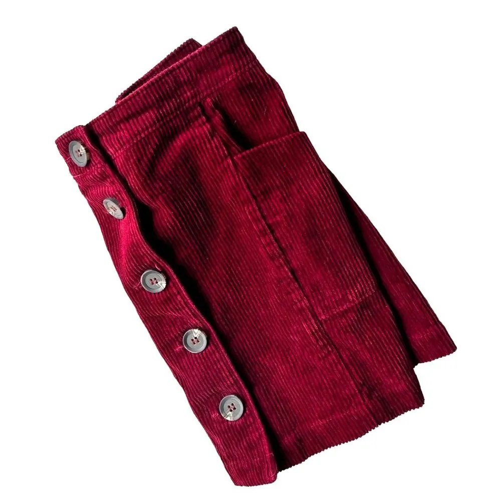 Chloe & Katie Corduroy Mini Skirt Medium Burgundy Front Pockets School W… Size undefined - Image 6
