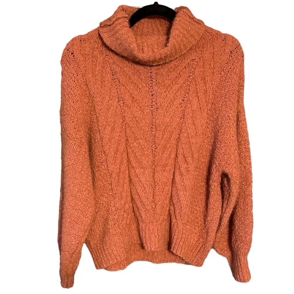 White Closet Cowl Neck Chenille Sweater Orange Size L - Image 3