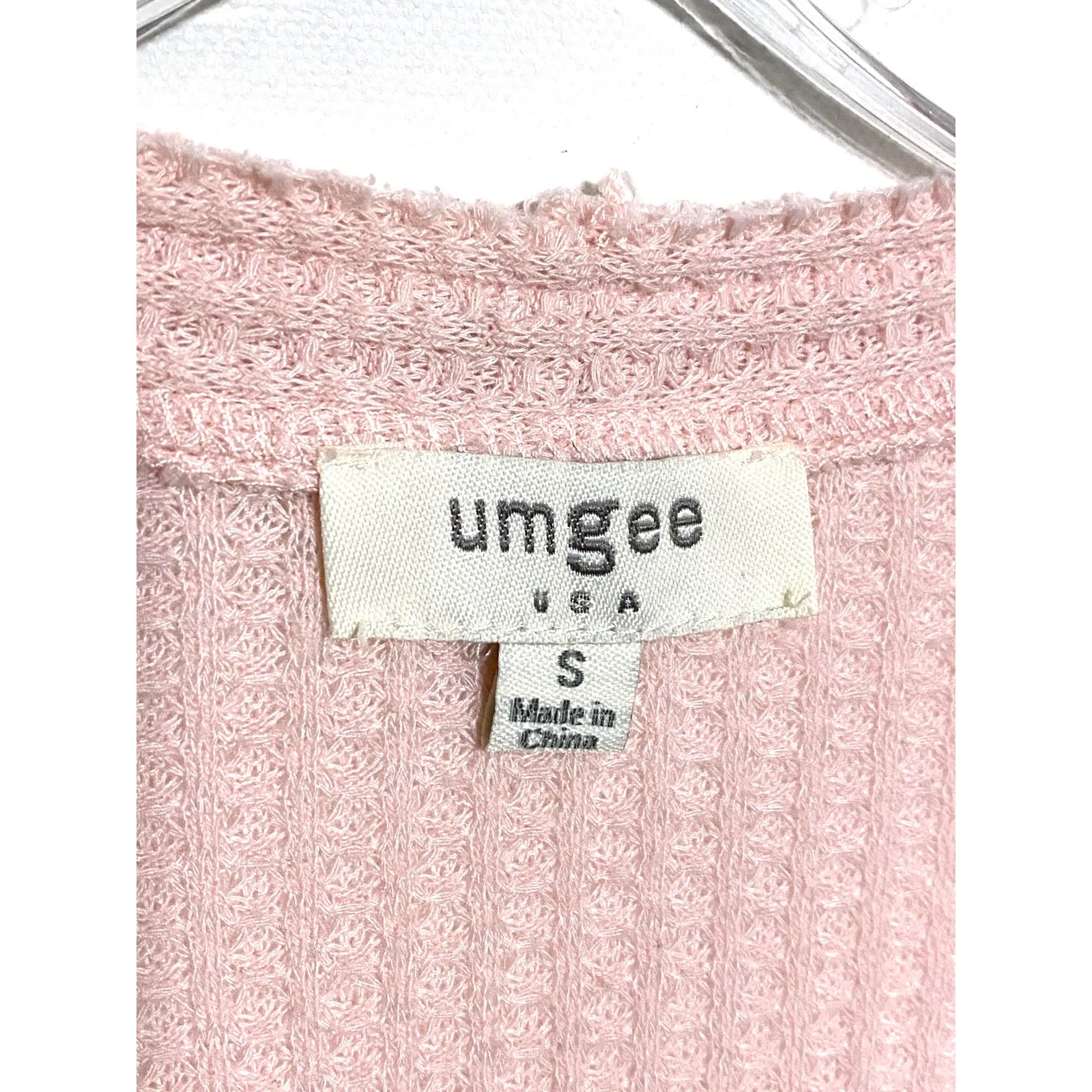 Umgee Front Tie Shirt Top S Leopard Animal Print Color Block Waffle Boho Hippie - Image 2