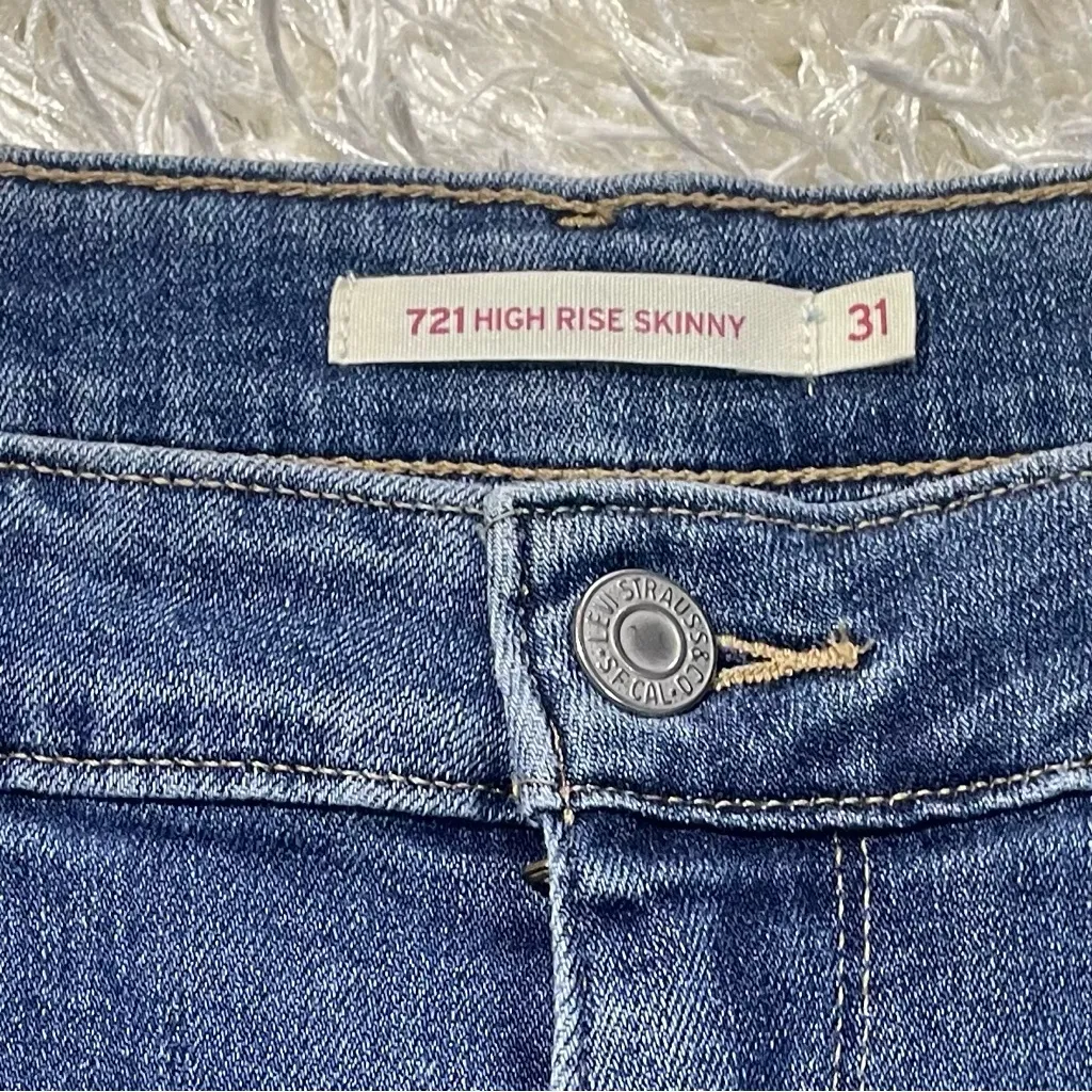 Levi’s Women’s Jeans 721 High Rise Skinny Silver Sequins Tuxedo Striped 31 - Image 6