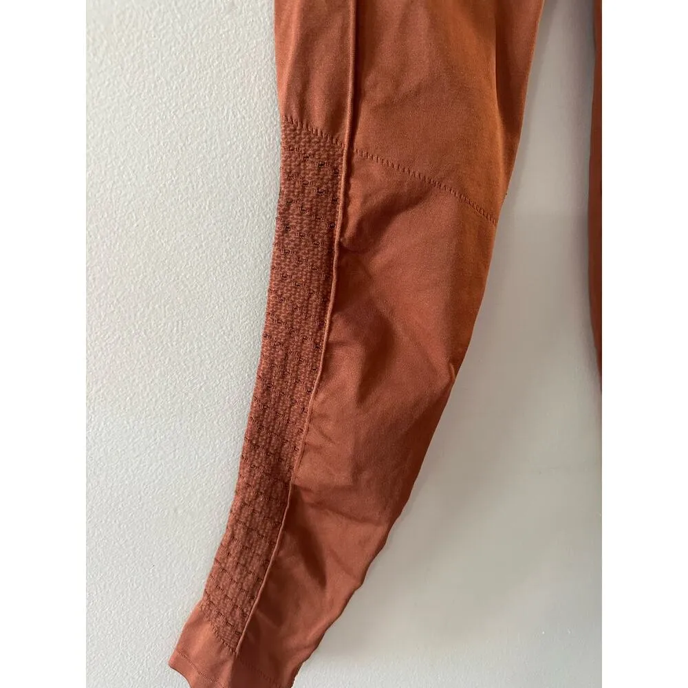 Fabletics Leggings Women's Small Burnt Brick Sync High Waisted Perforated 7/8 - Image 2