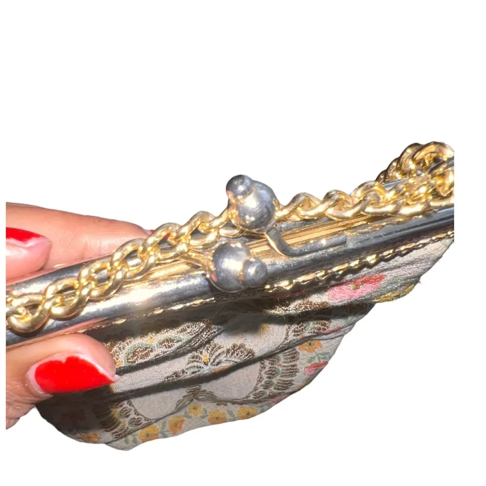 Vtg. Italian Mister Simon🦎Tapestry Purse Embroidered Evening Bag🌵 Gold - Image 9