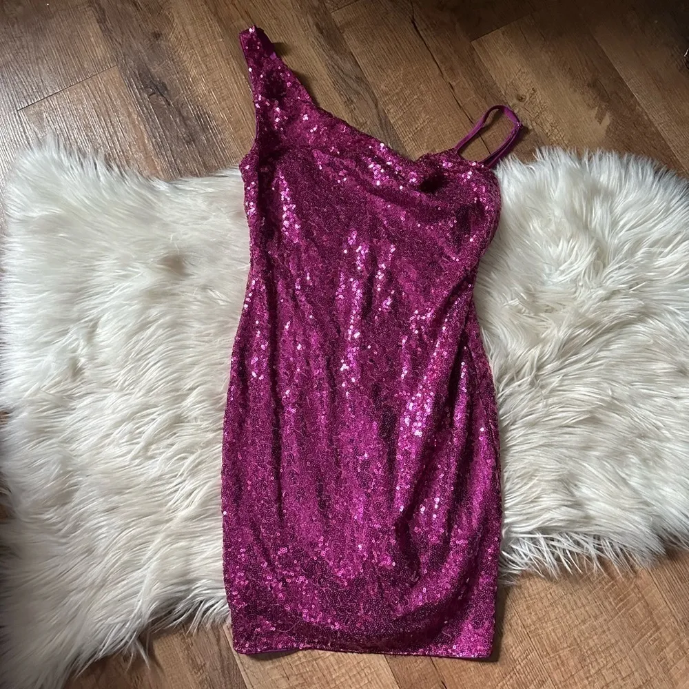 HELLO MOLLY Citadel Skies Dress In Pink Sequins - Image 3