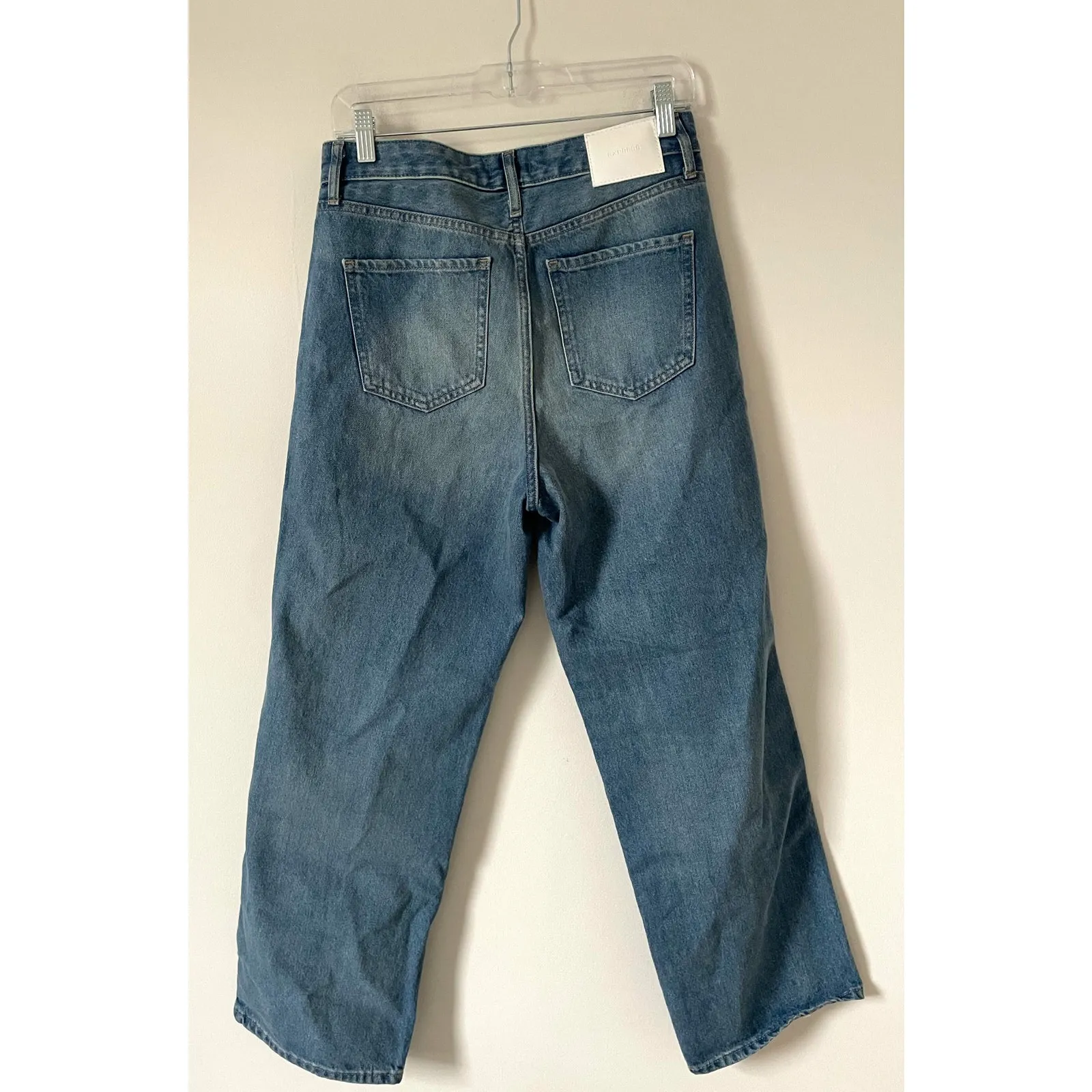 Express Button Fly Relaxed Straight High Rise Jeans Black Size 8 Short - Image 4