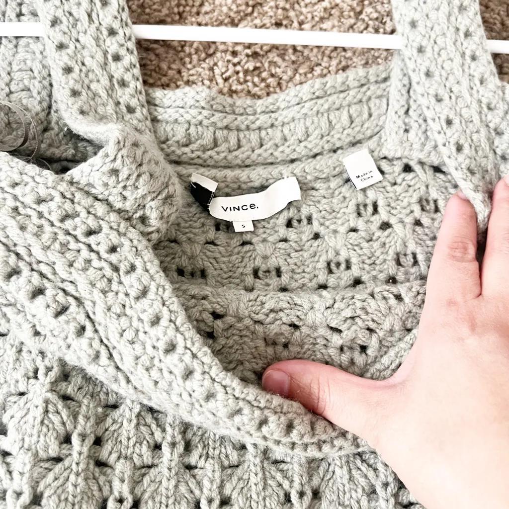 Vince Crochet agrees Olive Green Knit Top Cami Tank Small NEW - Image 4