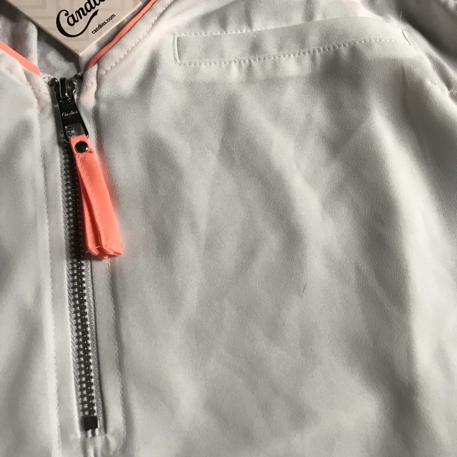 Candie’s Zip Front Mix Media Shell White NWT - Image 3
