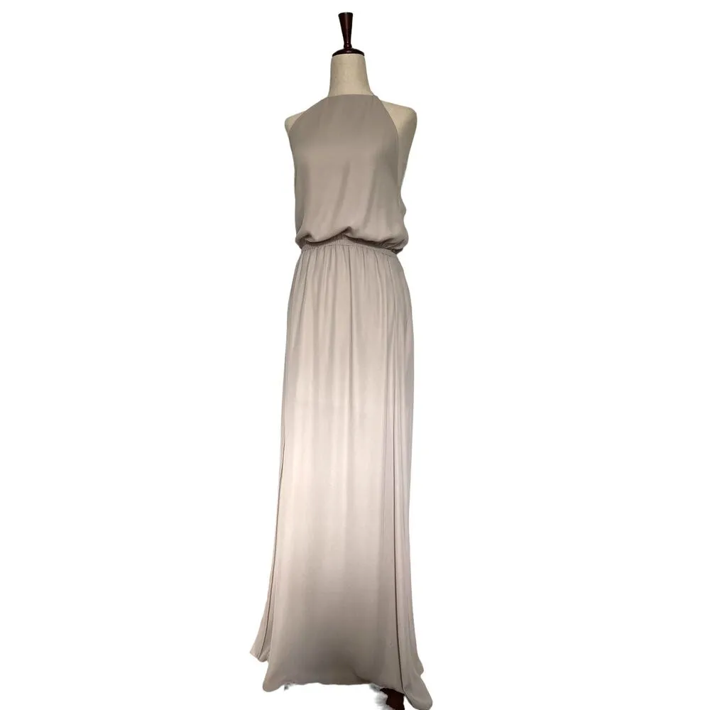 Show Me Your Mumu Heather Halter Maxi Dress Size Medium Champagne Sheer Prom - Image 2