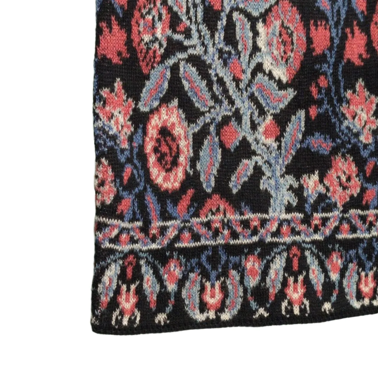 PERUVIAN CONNECTION Black Multi-Color Floral Paisley Knit Pencil Skirt Medium - Image 4