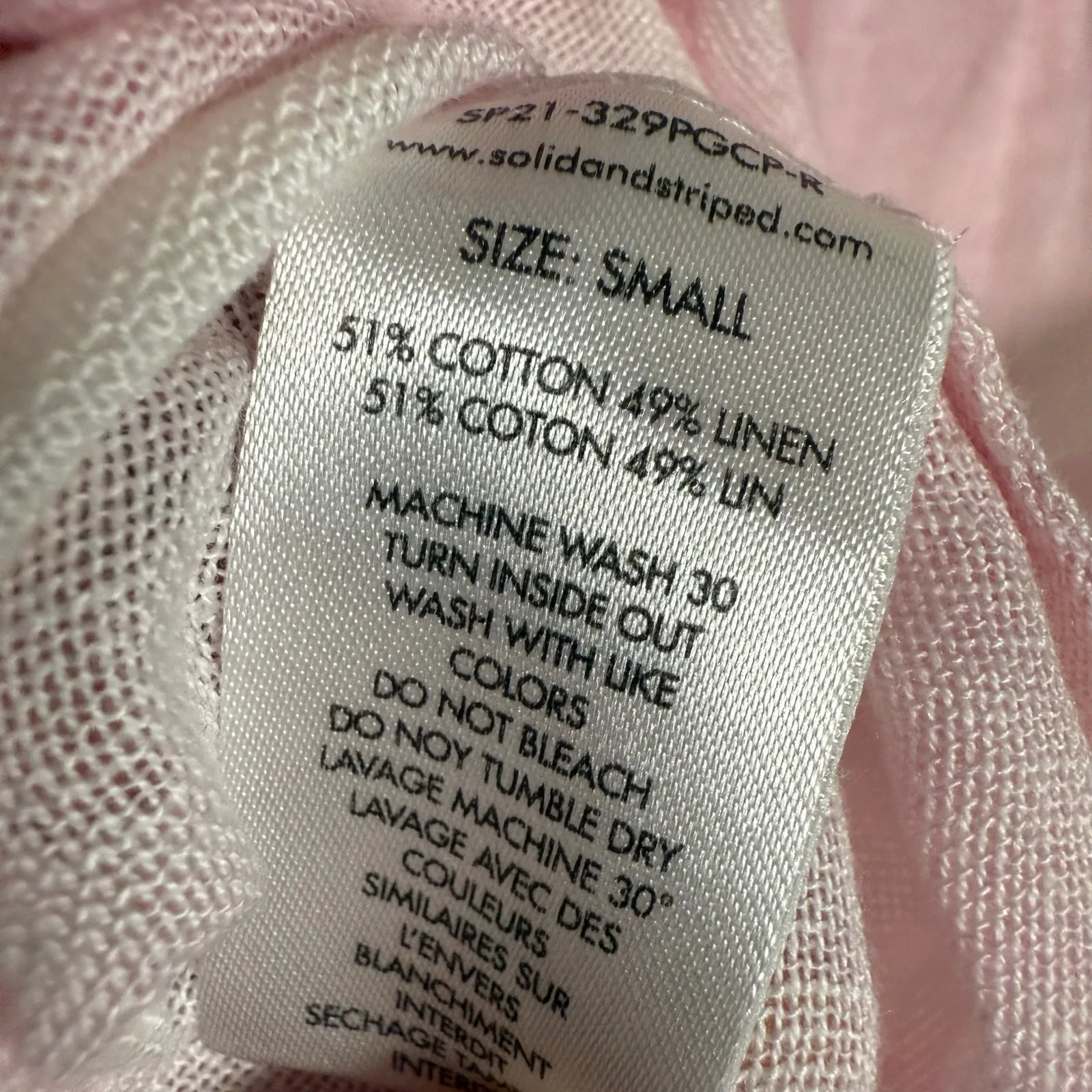 Solid & Striped Willow Linen Gauze Gingham Pink Cloud Midi Dress Skirt S - Image 7