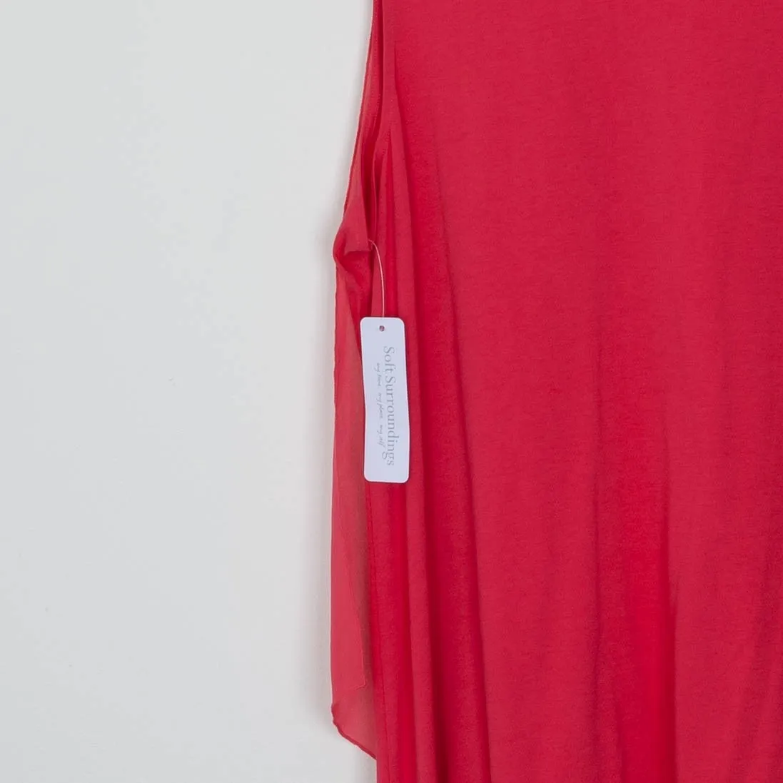 NWT Soft Surroundings Womens V Neck Sleeveless Layered Chiffon Dress 1X Pink - Image 10