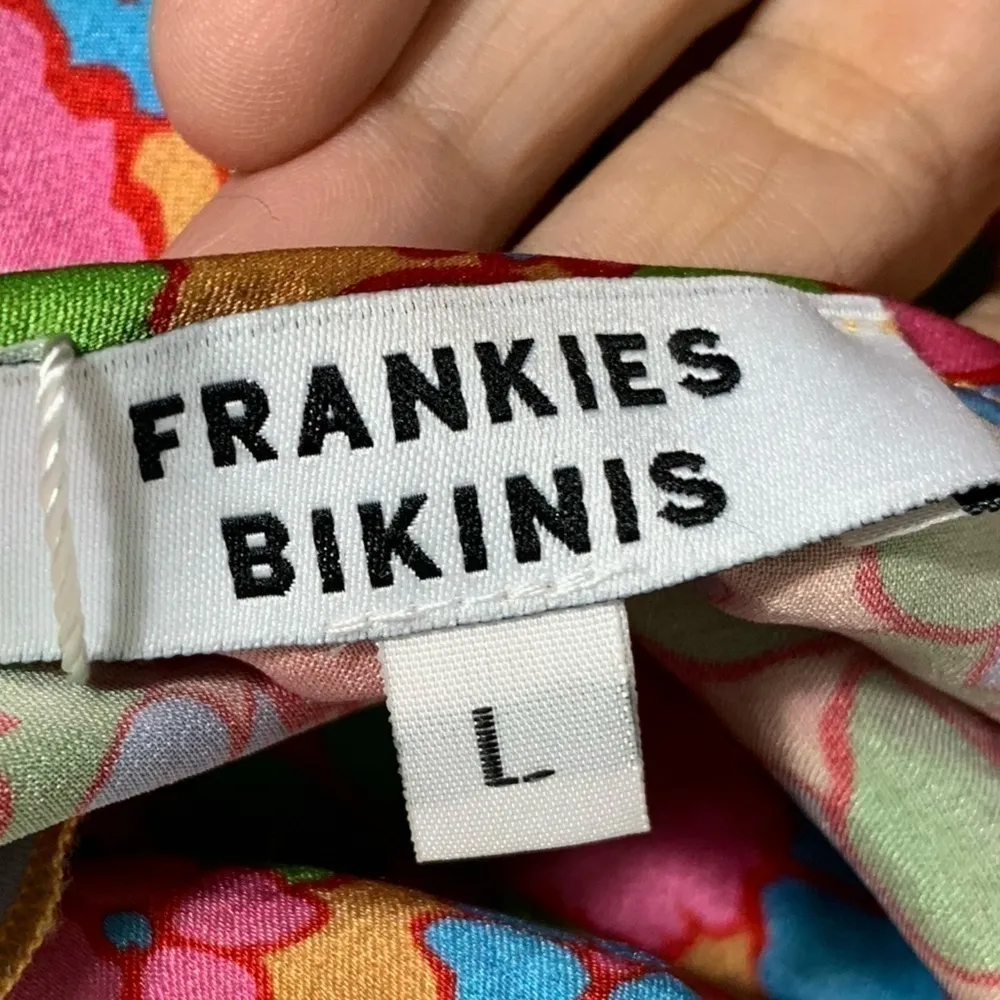 Frankies Bikinis, silk, spandex blend, tie spaghetti strap, midi slip dress L Pink Size L - Image 8
