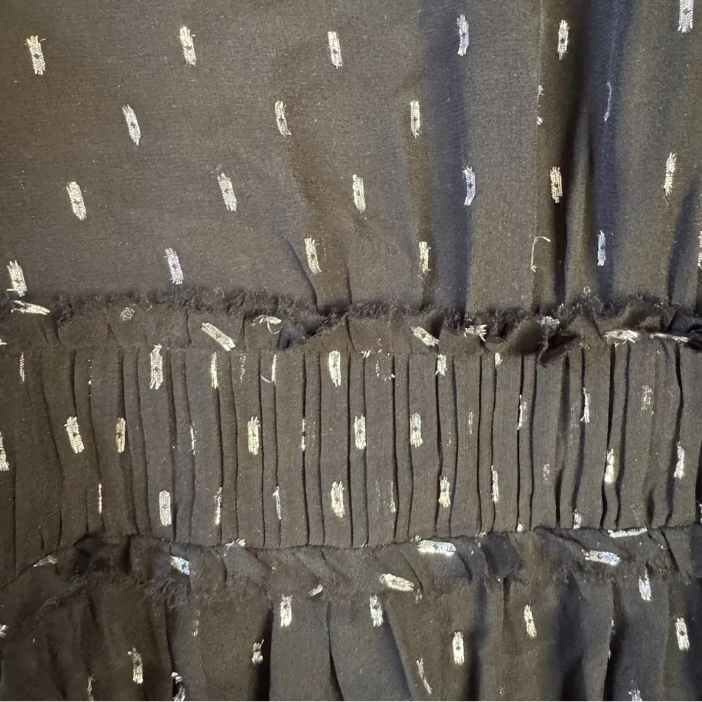 Joie Althia black Metallic silver Embroidered Silk chiffon halter Dress Medium - Image 11