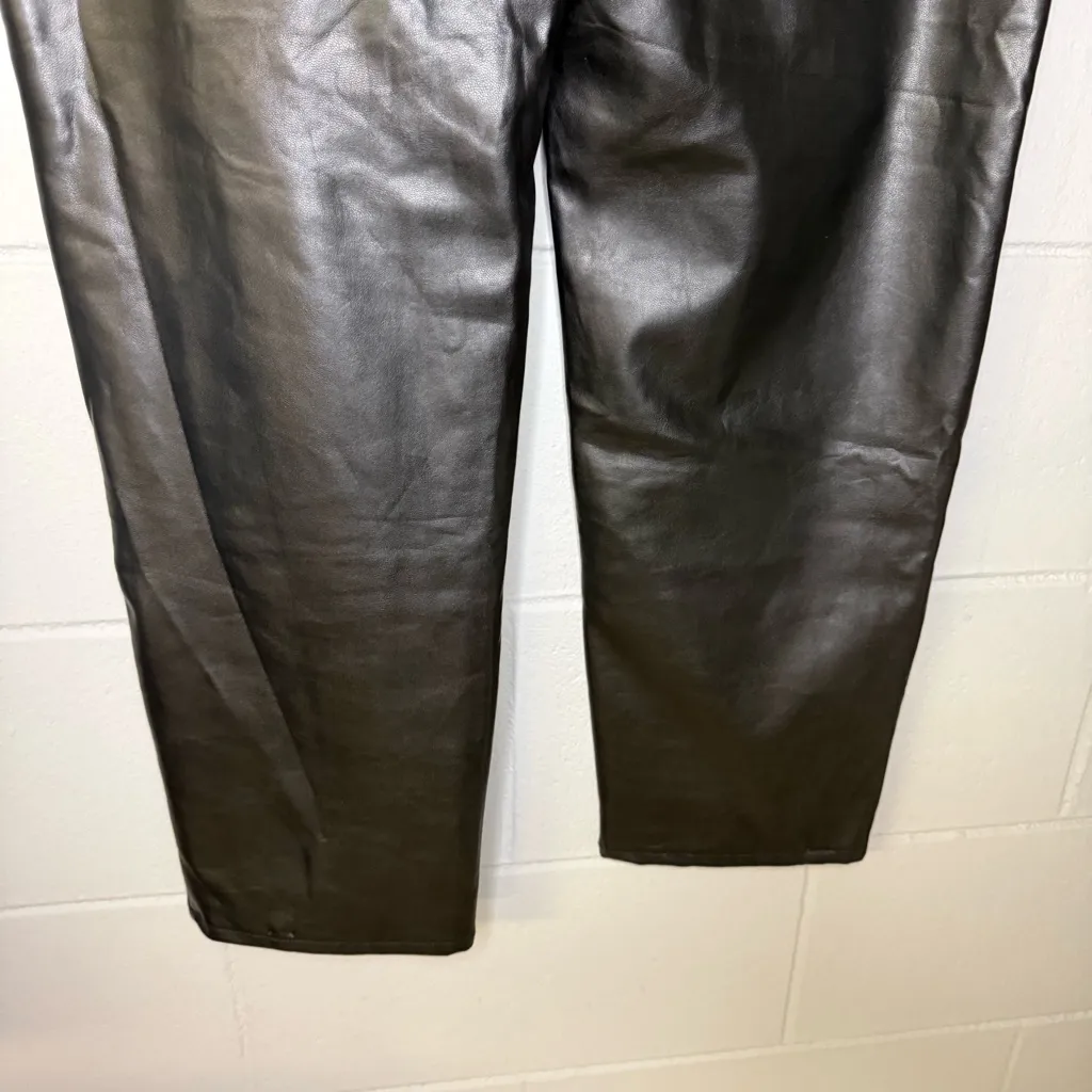 NWT Abercrombie & Fitch The Ankle Straight Ultra High Rise in Leather Sz 12/31 - Image 10