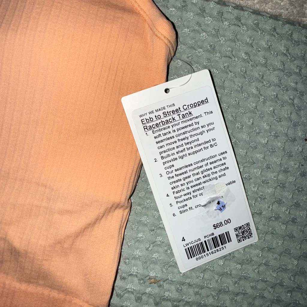 NWT Lululemon Ebb to Street Cropped Racerback Tank
Size 4
Peach Bellini - Image 2