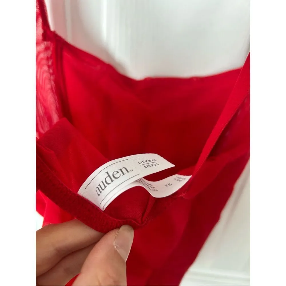 Auden Intimates Women's Mesh Bodysuit Thong Lingerie Red Size XS - Image 5