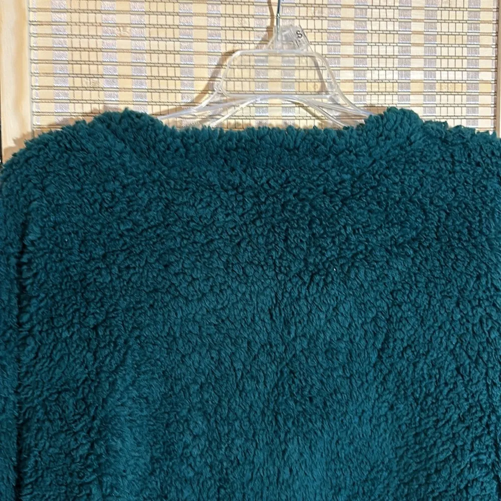 Time and Tru Green Fuzzy Fleece Sweater Sequin Fox Head Christmas Holiday Large - Image 11