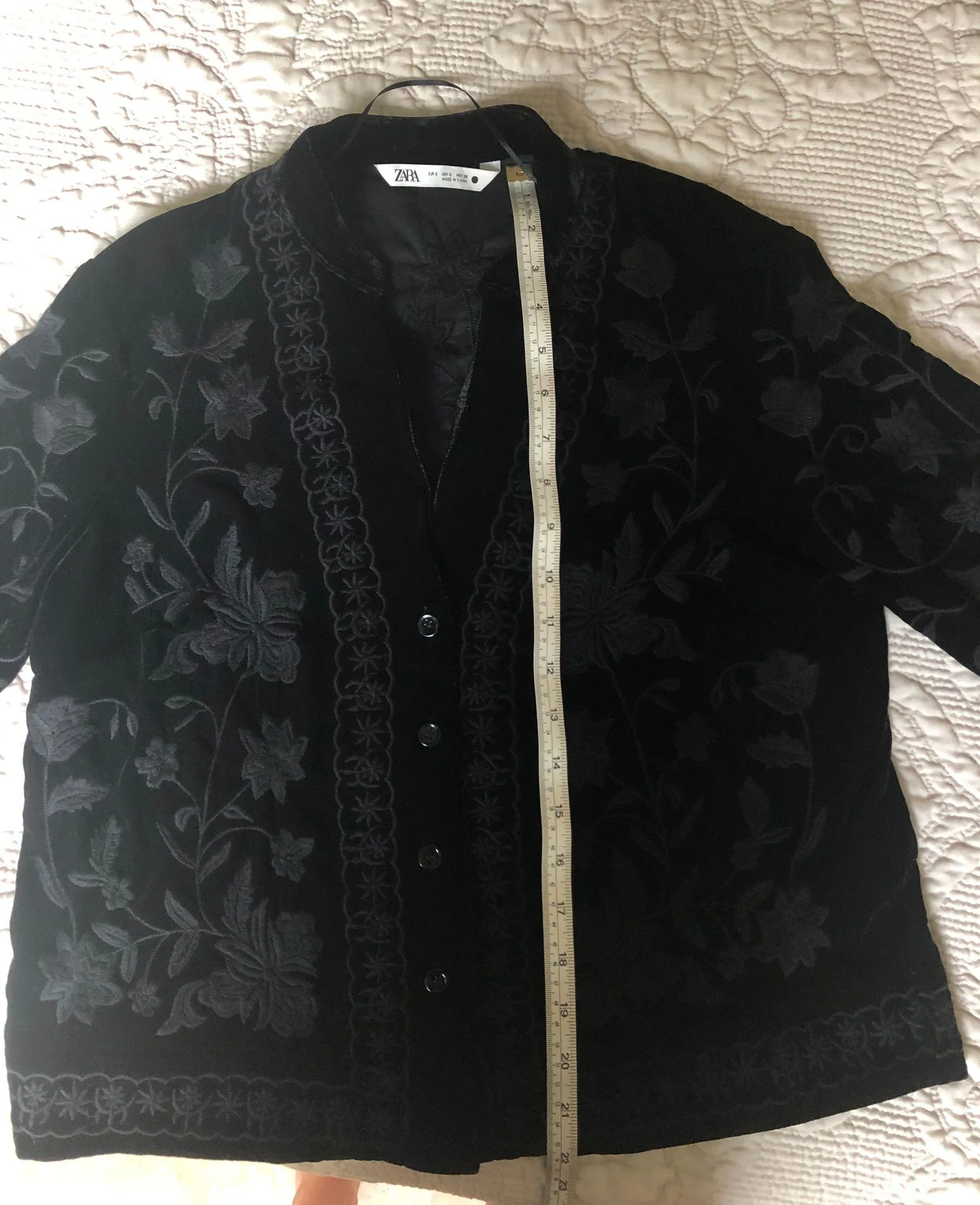 ZARA Black Velvet Embroidered Kimono Jacket - Image 12