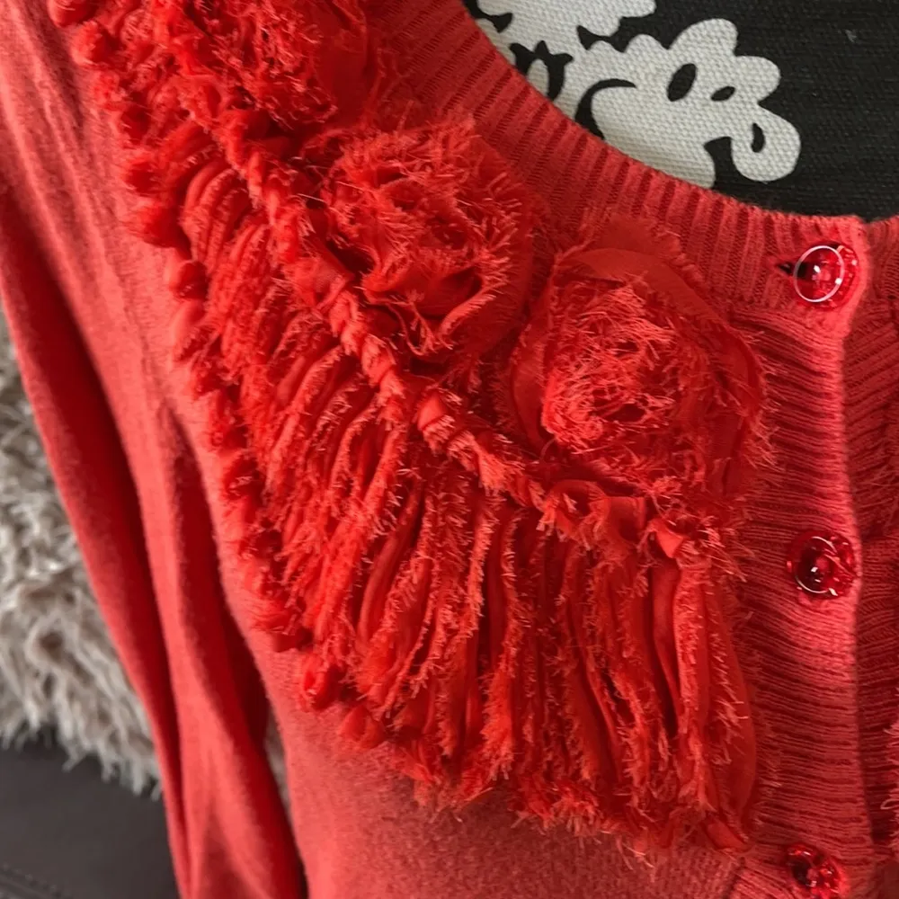 NEW YORK & COMPANY Orange Cardigan Size M - Image 2