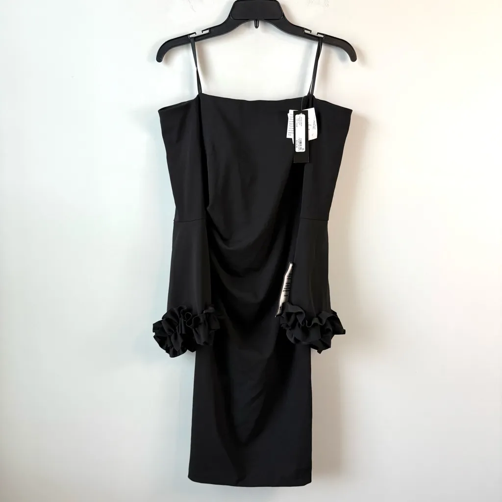 Xscape Ruffle Sleeve Off The Shoulder Dress Black 4 - Image 4