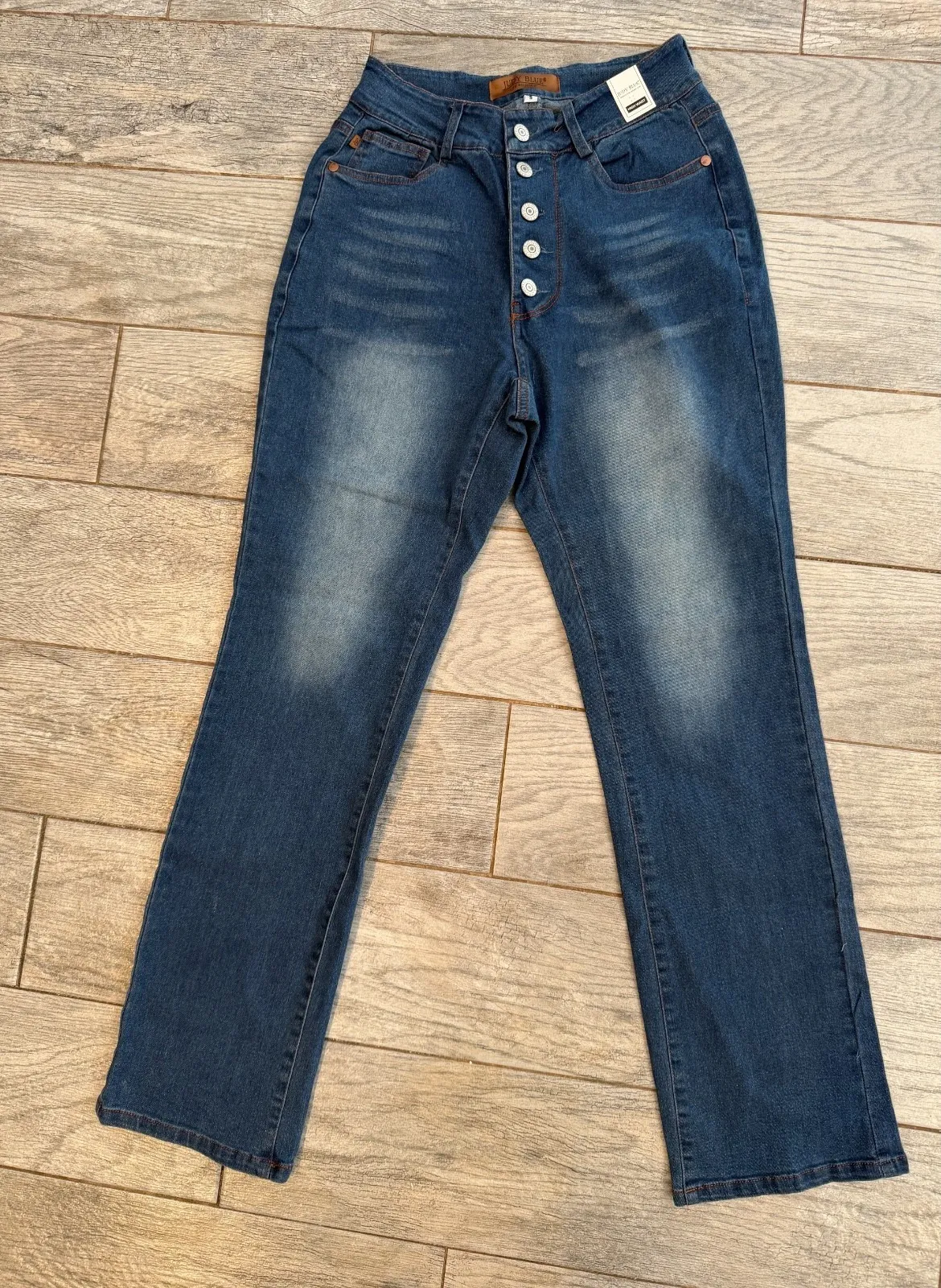 Judy Blue High Waist Denim Jeans Button Fly size Small NWT Straight Leg Boho Y2K - Image 1