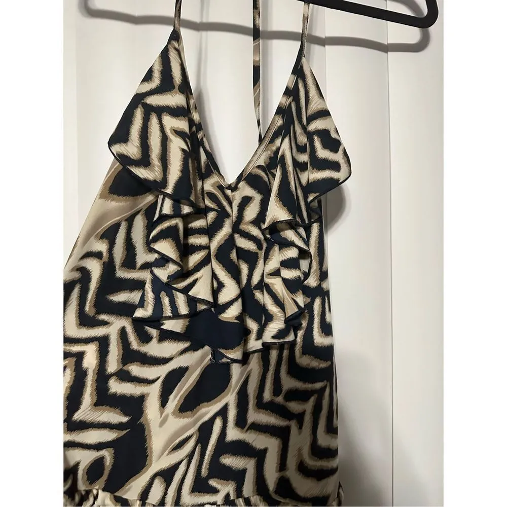 Veronicam cream/tan/black tie back, vneck, sheer romper can be used for swimsuit - Image 4